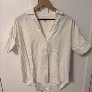 Madewell Ivory Pullover Button Back Shirt